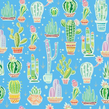 Şirin kaktüsleri olan kusursuz desen