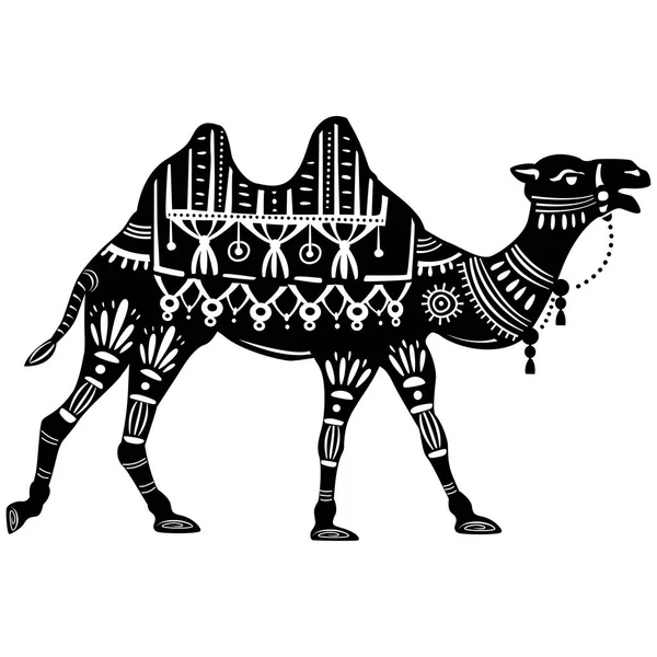 装饰骆驼的程式化图形 — 图库矢量图片