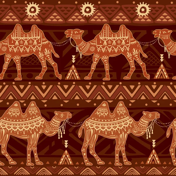 Nahtloses Muster mit Kamelen — Stockvektor