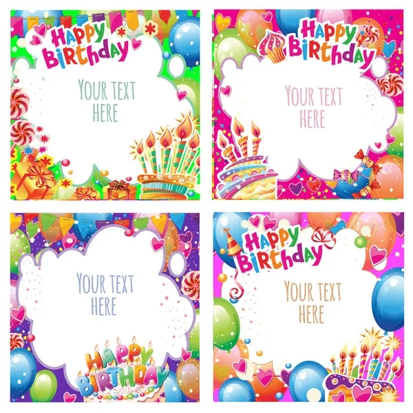 Set of Birthday cards with place for text — Stock Vector