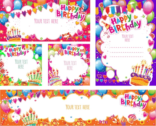 Set of Birthday cards and banners — Stock Vector