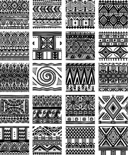 Set of seamless ethnic tribal pattern