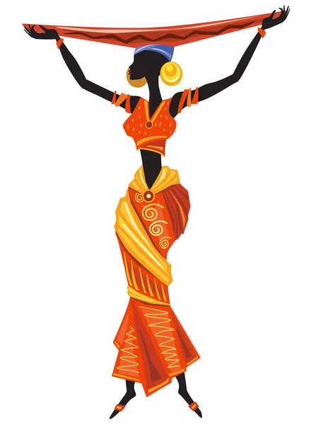 Belle femme africaine en robe ethnique — Image vectorielle