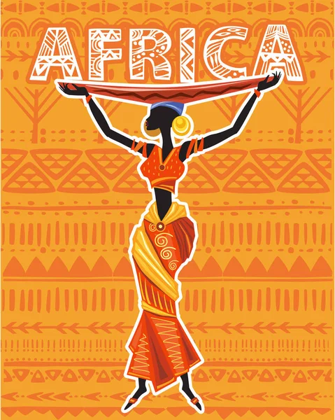 Africká žena na etnickém pozadí — Stockový vektor