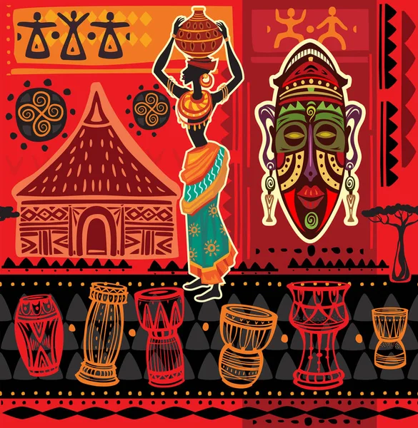 Ethnic background with African motifs — Stok Vektör