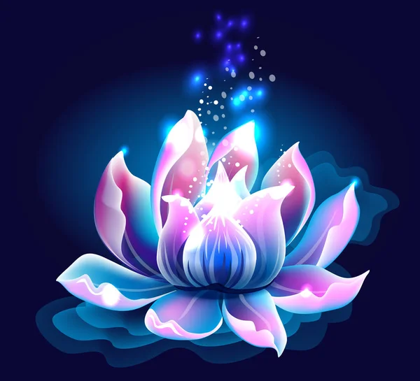 Fiore Loto Rosa Con Luce Giglio Acqua Simbolo Illuminazione Meditazione — Vettoriale Stock