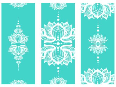 Lotus Yoga minder dizayn setiyle dikey afiş. Ruhani inziva ya da yoga stüdyosu için renkli şablon.