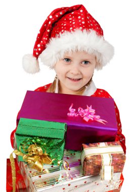  Mutlu Noel çocuk hediyeler ile kırmızı şapkalı