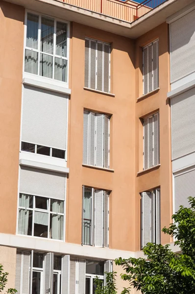 Windows of House with white jalousie — Stock Photo, Image