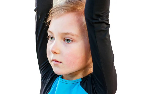 Portrait of little beautiful gymnast — Stock Photo, Image