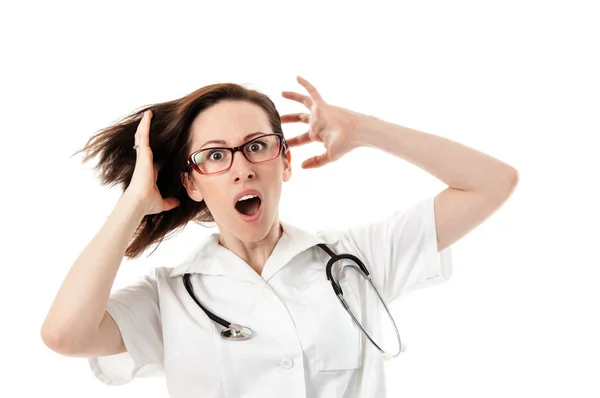 Giovane eccitato medico femminile o infermiera — Foto Stock