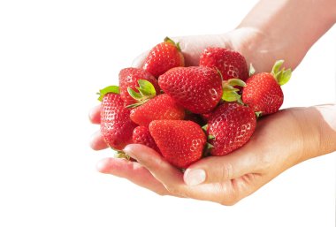 Taze çilek elinde aldı 