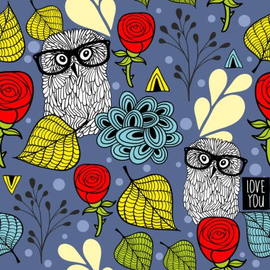 Orman baykuşlar ile sorunsuz arka plan.