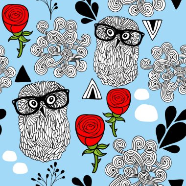 Kış baykuşlar sorunsuz arka plan.