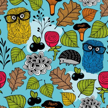 bitki ve hayvan ile desen.