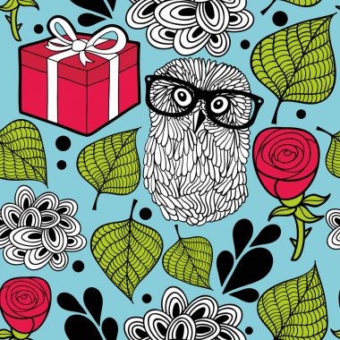 Baykuş ve kutusu ile sorunsuz duvar kağıdı.