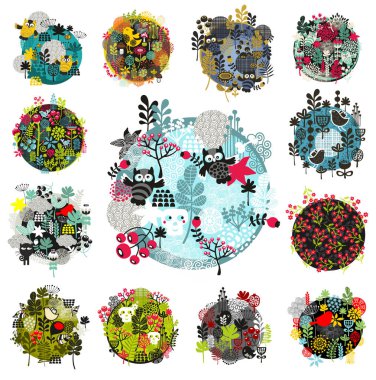Collection of round prints  clipart