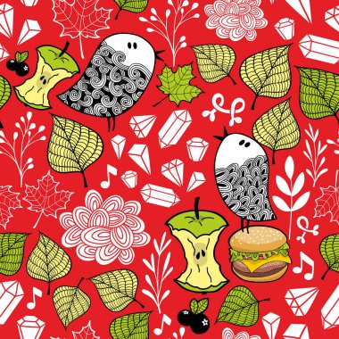 doodle kuşlar ile Seamless Modeli 