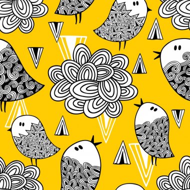  doodle kuşlar ile Seamless Modeli