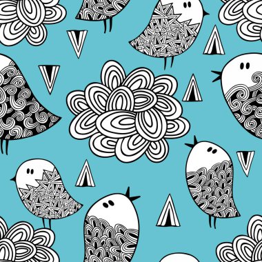 Doodle kuşlar arka plan.