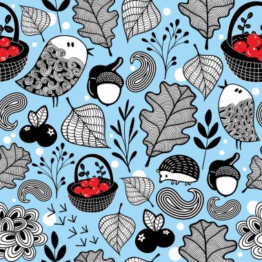 pattern with forest flora and fauna