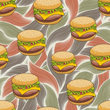 Doodle hamburger ile Seamless Modeli
