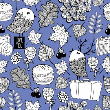 Kuşlar ve bitkilerle kusursuz desen