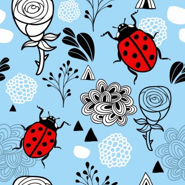 ladybugs ile Seamless Modeli 