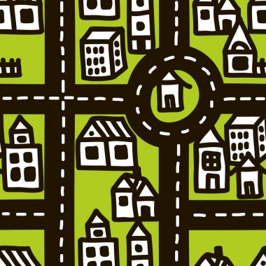 Doodle şirin şehir haritası. 