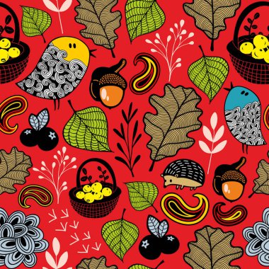 Orman flora ve fauna ile desen