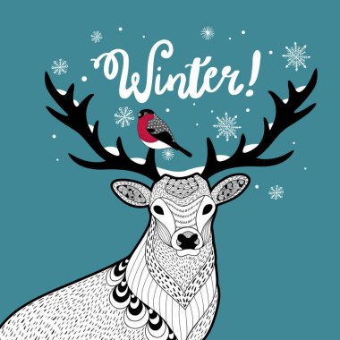 kuş boynuz ile vahşi geyik.