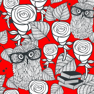 Kuşlar ve gül deseni. 