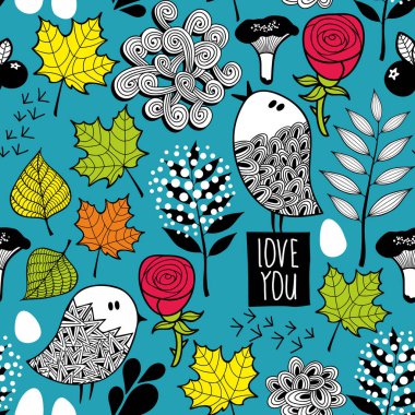 doodle kuşlar ile arka plan 