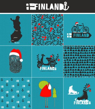 etiketleri ve Finlandiya için desenler. 