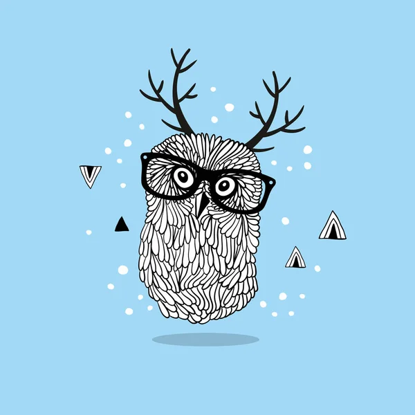 Smart owl in glasses — Stock Vector