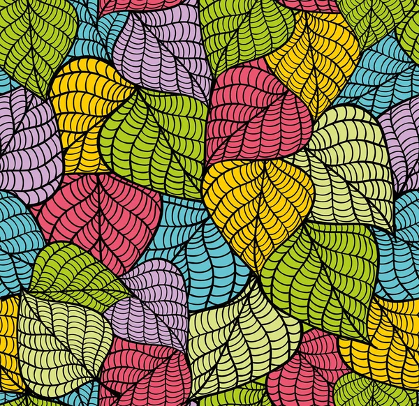 Motif avec des feuilles colorées . — Image vectorielle