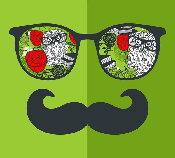 Mann mit Sonnenbrille und Schnurrbart — Stockvektor