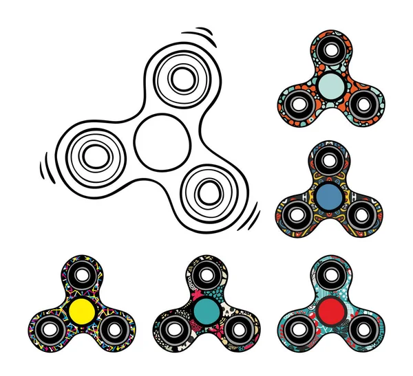 Coleção de spinners doodle . — Vetor de Stock