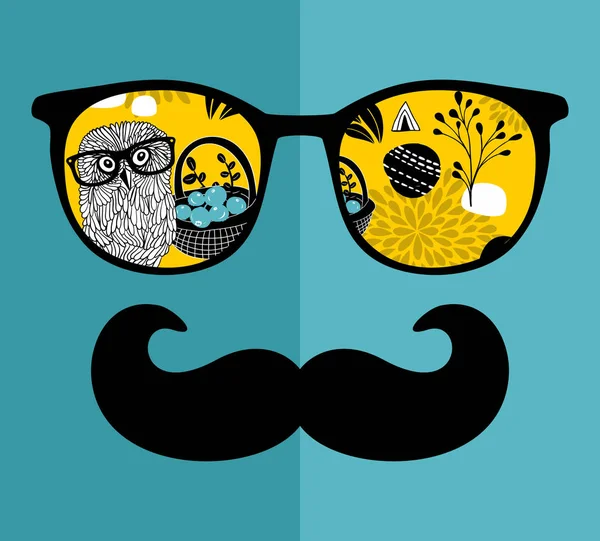 Abstract face of man in glasses. — Stock Vector