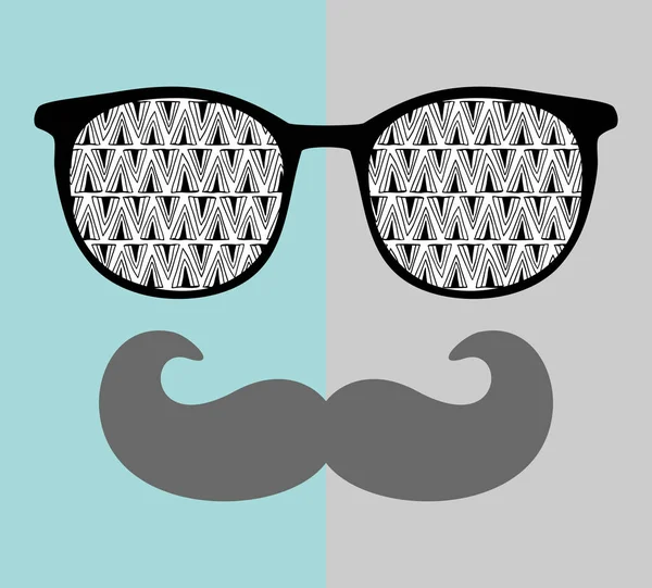 Homme en lunettes de soleil et avec moustache — Image vectorielle