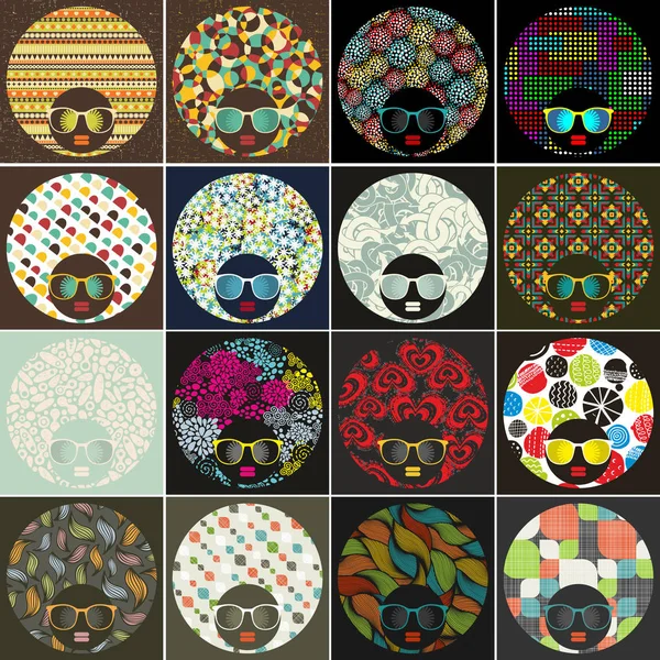 Cool set of abstract faces — Stock Vector