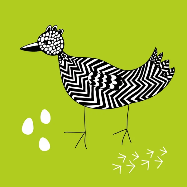Creative ink drawn bird. — Stock Vector