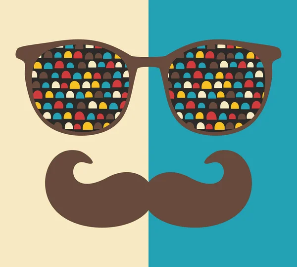 Mann mit Sonnenbrille und Schnurrbart — Stockvektor