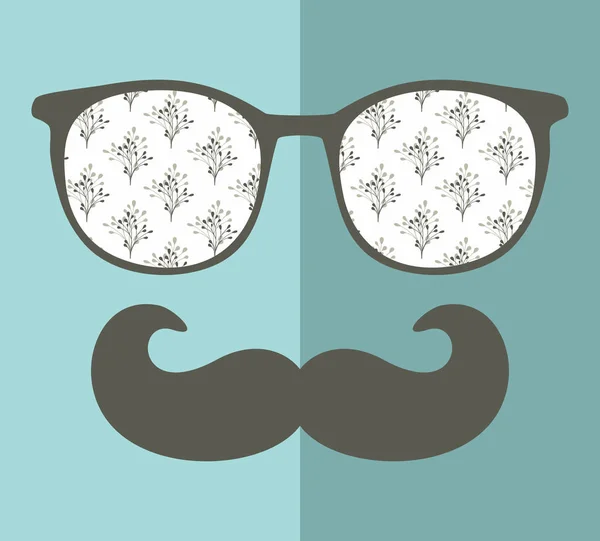 Homme en lunettes de soleil et avec moustache — Image vectorielle