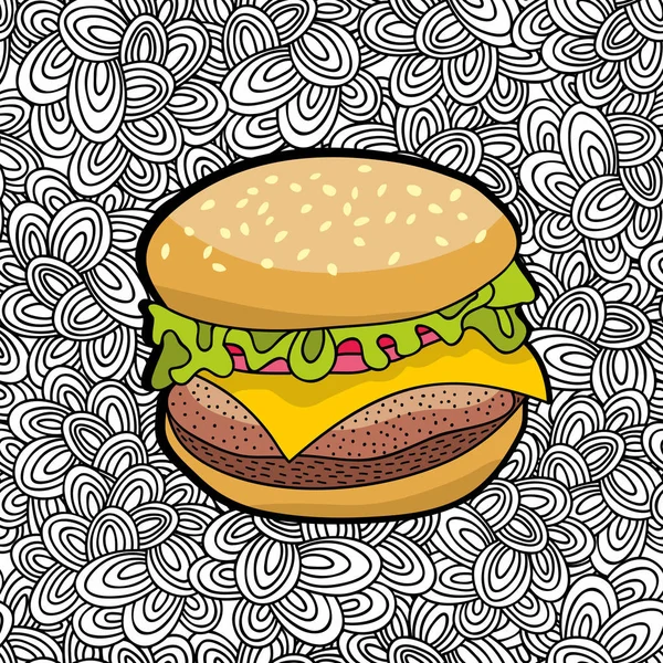 手描きのハンバーガー — ストックベクタ