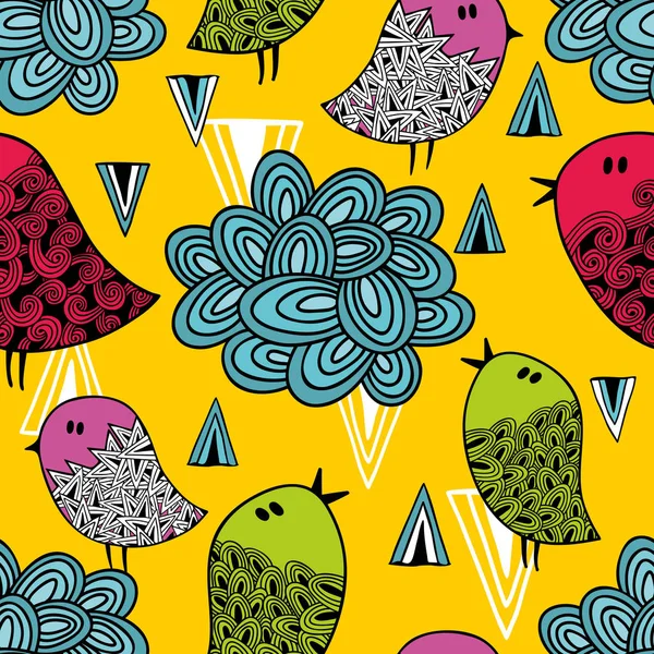 sevimli kuş ve bulutlar ile desen.