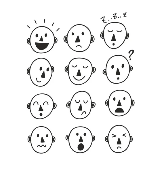 Set of funny cartoon faces. — Stock Vector