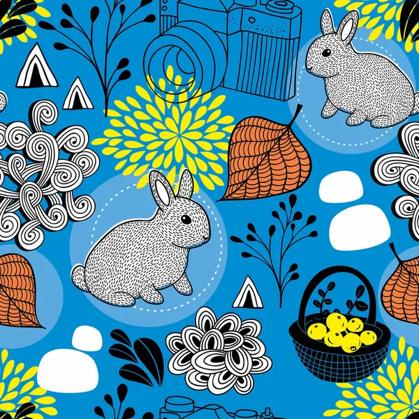 Безшовний фон з милими кроликами — стоковий вектор