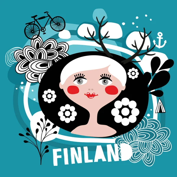 Retrato de mulher atraente da Finlândia . —  Vetores de Stock