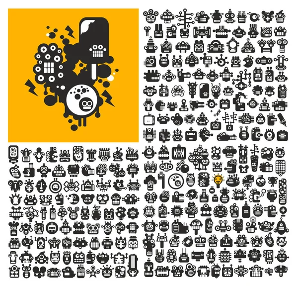 Great set of robot faces. — Stock Vector